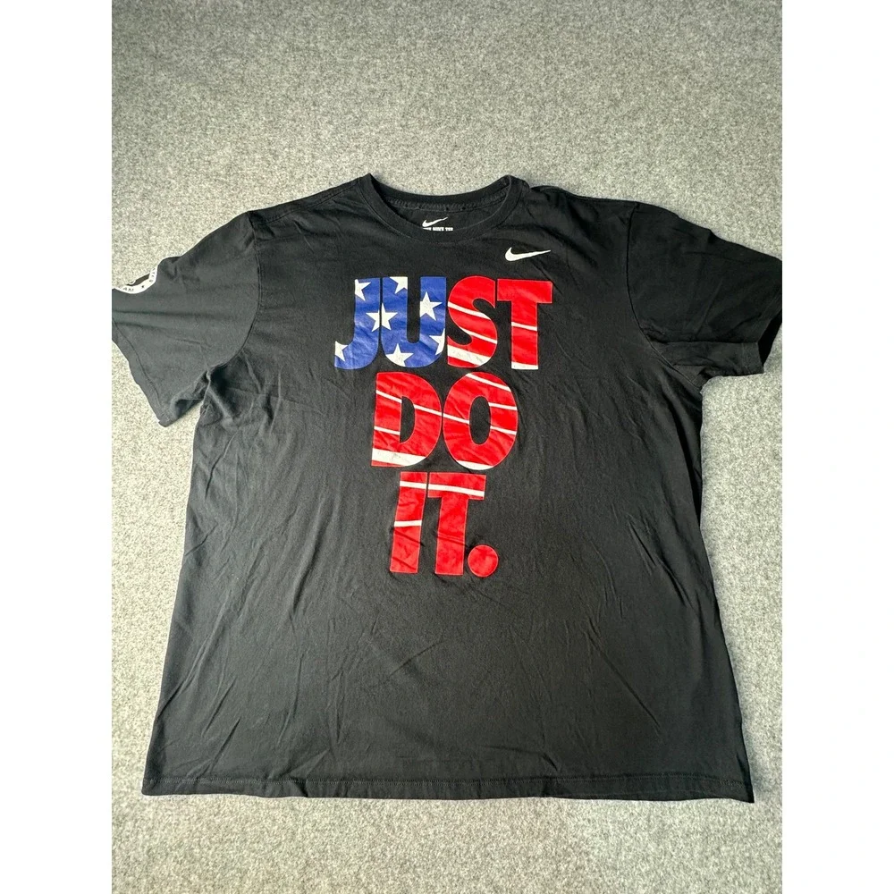 Nike Mens XXL Just Do It USA Olympic Team Graphic T-Shirt Black Athletic Cut